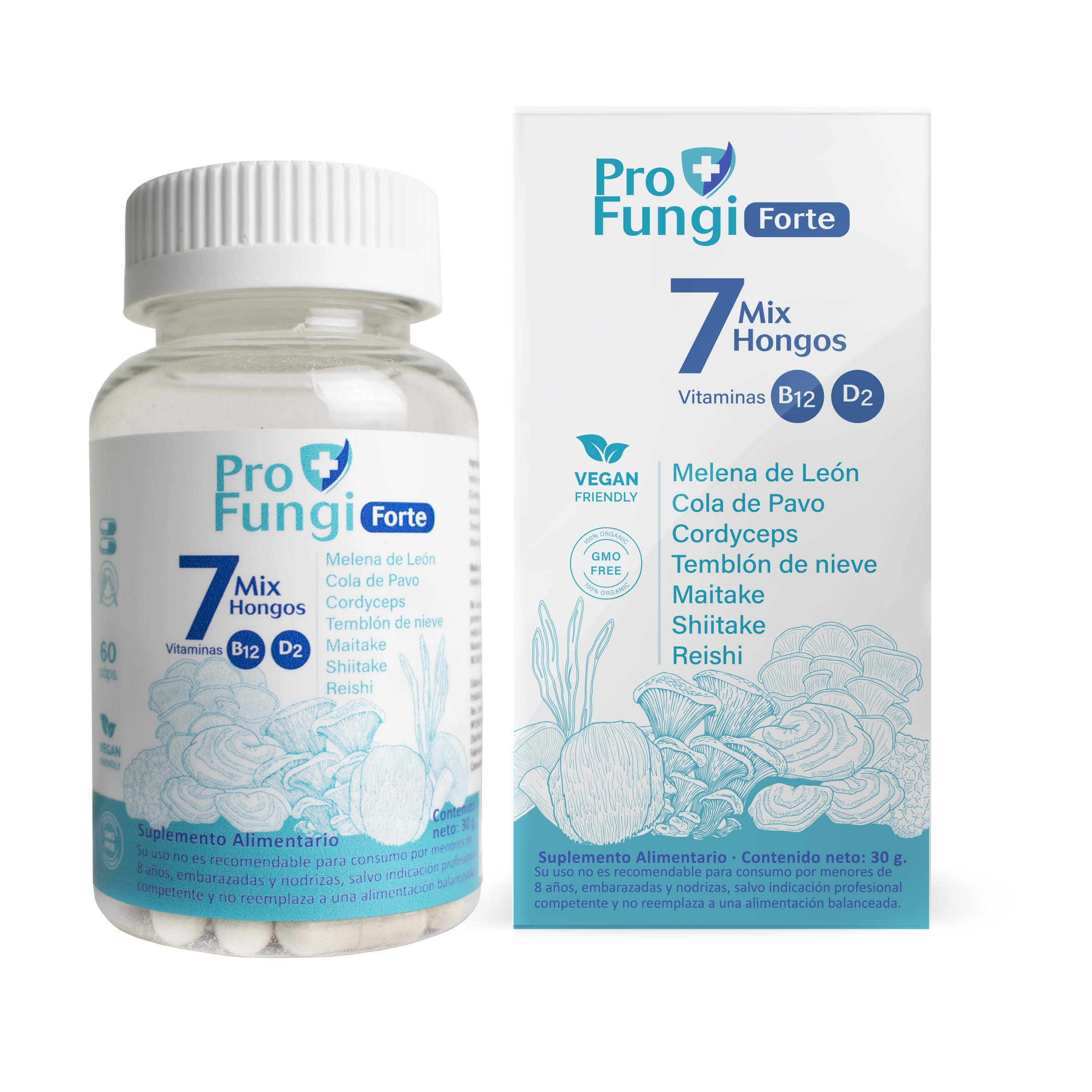 Pro Fungi Forte Mix 7 hongos + Vitaminas B12 y D2